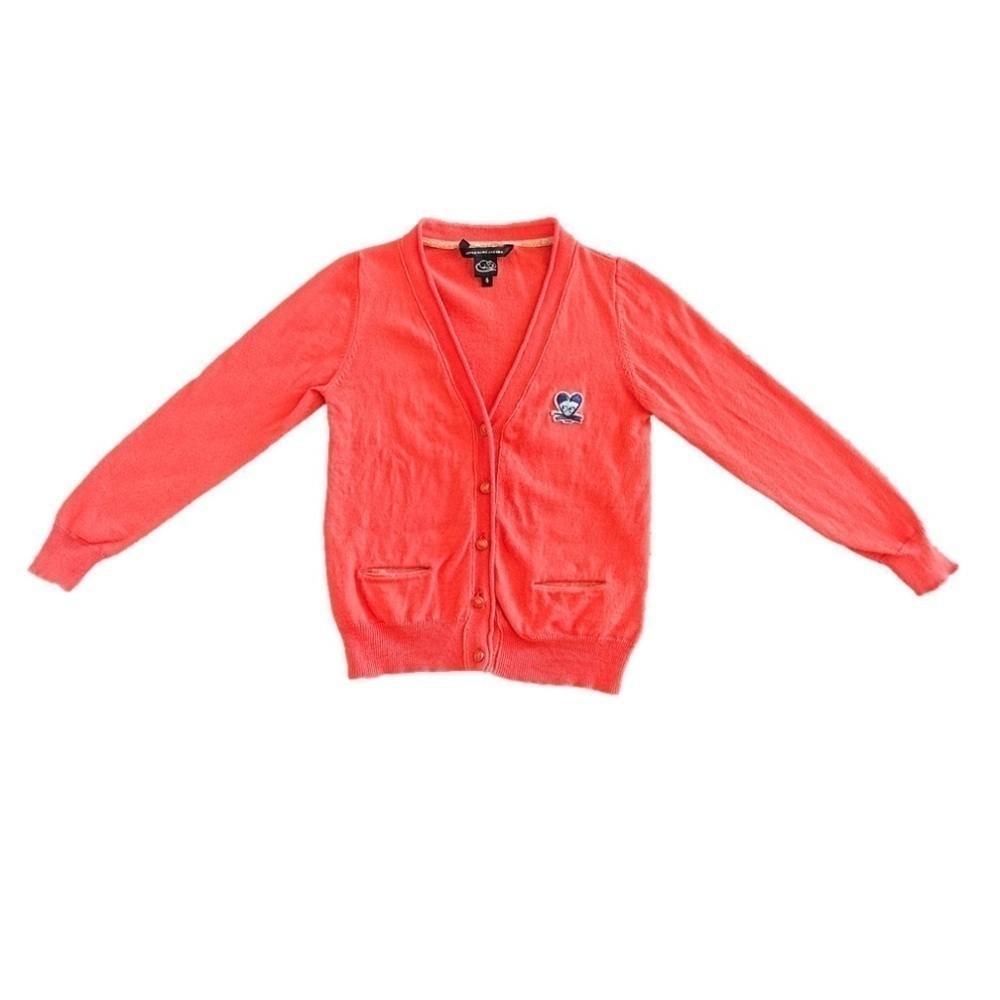 Little Marc Jacobs coral button down cardigan with gold accents size 6